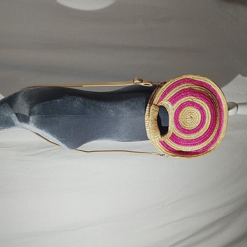 Mud Pie Round Straw Crossbody Handbag